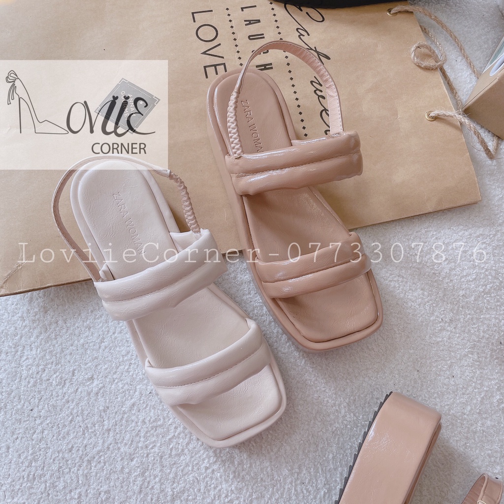 SANDAL NỮ LOVIIECORNER - GIÀY BÁNH MÌ THỜI TRANG HAI QUAI NGANG ĐẾ BẰNG NỮ TÍNH S220821