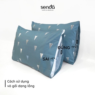 Vỏ gối nằm Cotton thô lụa SEN ĐÁ 50x70 45x65 cm cao cấp họa tiết kẻ hiện đại, bao gối 100% cotton thoáng mát, mềm mại