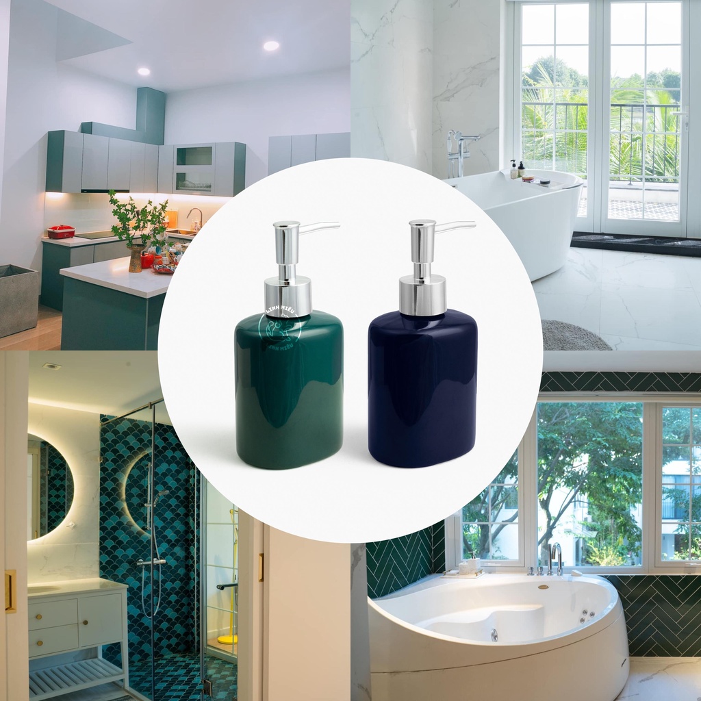 Bình sứ oval đựng nước rửa tay, dầu gội, sữa tắm cho nhà tắm sang trọng