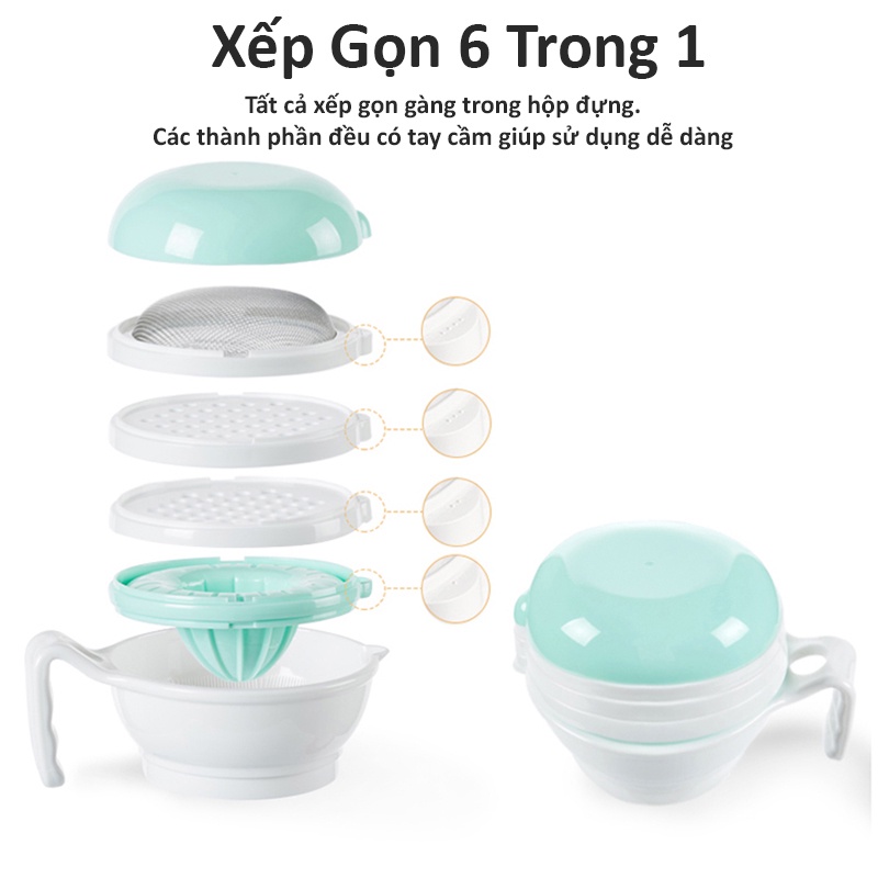 Bộ Chế Biến Thức Ăn Tập Ăn Dặm Kiểu Nhật Cho Bé Gồm 7 Món Vắt Cam, Bào, Nghiền, Lọc Thức Ăn