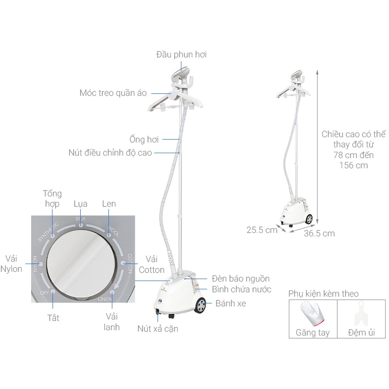 [Mã ELHAMS5 giảm 6% đơn 300K] Bàn ủi hơi nước đứng Bluestone GSB-3915 , Dung Tích 1.6L , Bảo hành chính hãng 2 năm