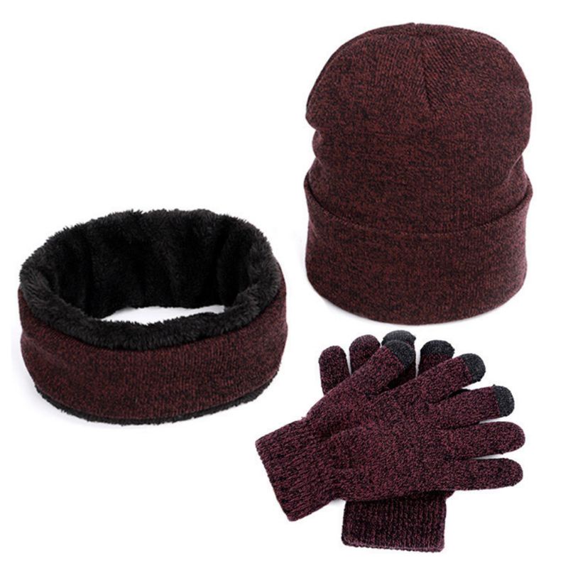 Khăn Choàng Dệt Kim + Găng Tay + Mũ Giữ Ấm Mùa Thu Đông Cho Nam Nữ