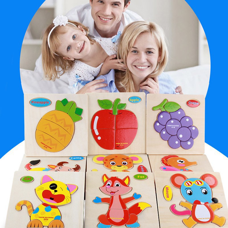 Bộ đồ chơi xếp hình khối bằng gỗ diy thú vị dạy học cho bé