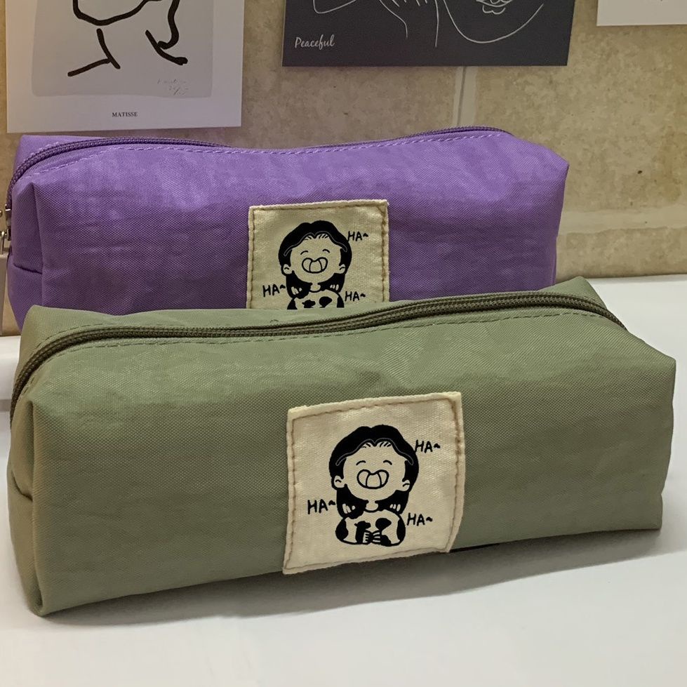Bóp Viết Vải Canvas Màu Trơn In Họa Tiết Hoạt Hình Dễ Thương