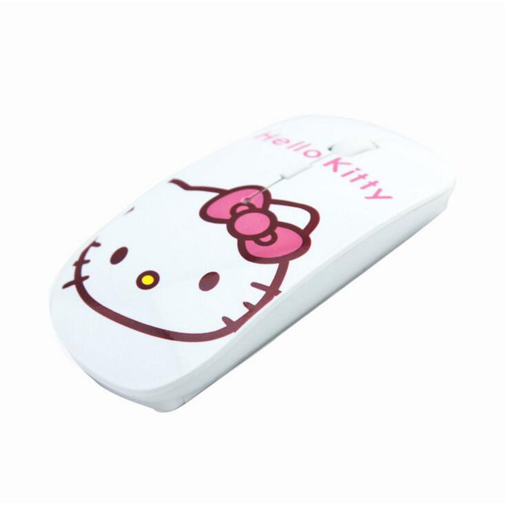 Chuột không dây siêu mỏng họa tiết mèo Hello Kitty dễ thương 2.4GHz