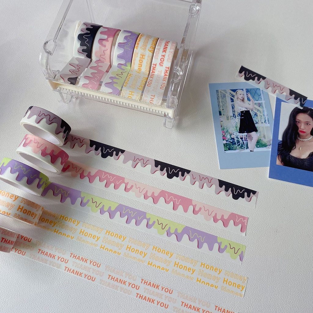 Cuộn Washi Tape Màu Pastel Họa Tiết Tan Chảy Trang Trí Sổ