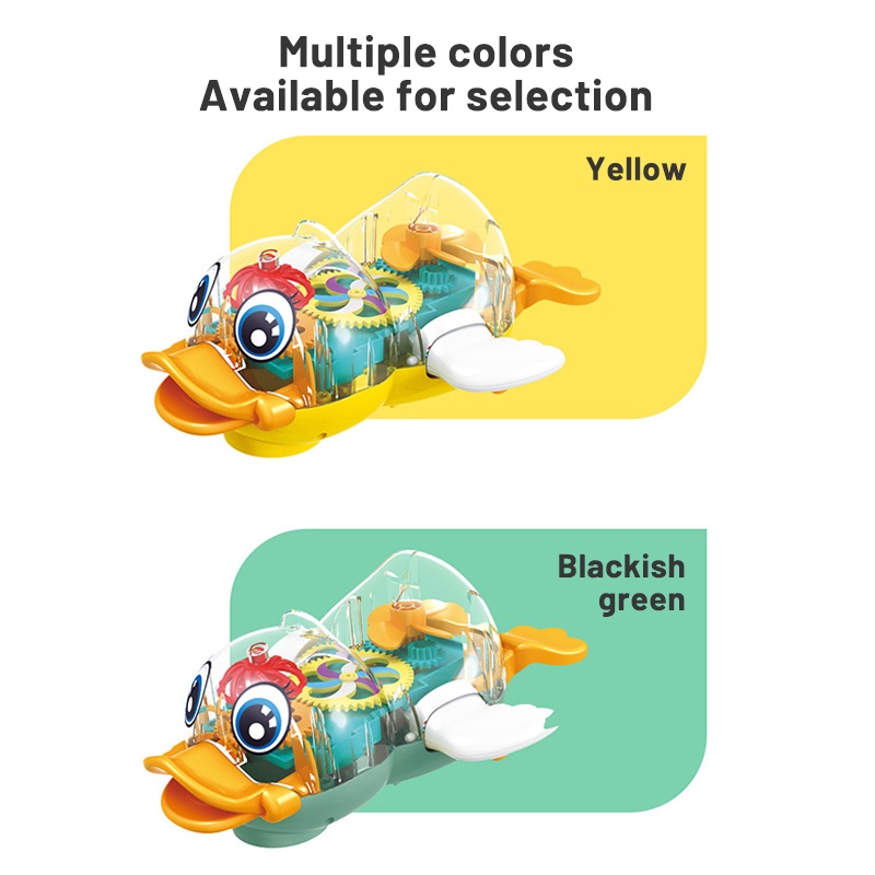 ZHAN QI TOYS Đồ chơi xe kiểu dáng chú vịt hoạt hình trong suốt có nhạc và đèn vui nhộn