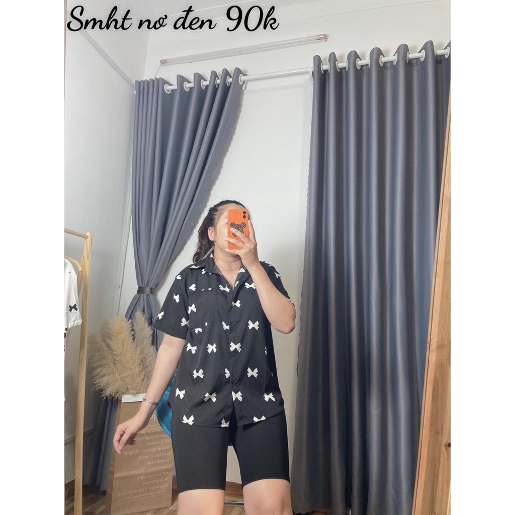 Áo Sơ Mi Nơ Tay Ngắn Bigsize Nữ Chất Vải Lụa Mặc Mát,Áo Sơ mi nữ dễ thương mã smht nơ