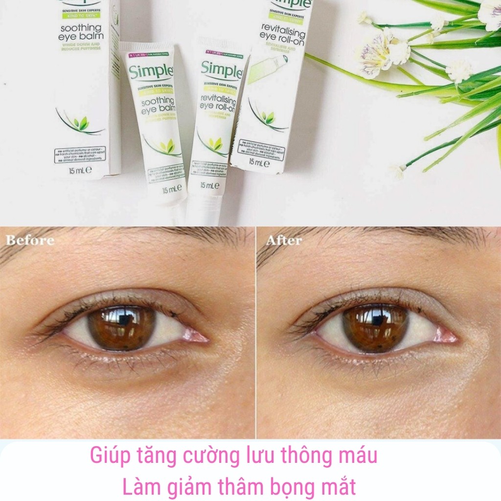 Lăn mắt SIMPLE Revitalising Eye Roll-On lăn dưỡng mắt giảm thâm quầng 15ml - ZAVENCI Official