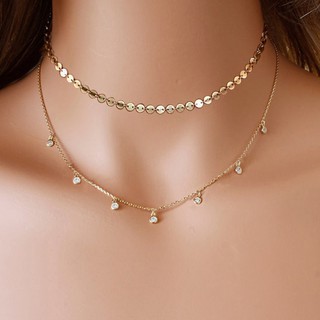 Vòng cổ Choker 2 vòng vàng đính đá sang trọng