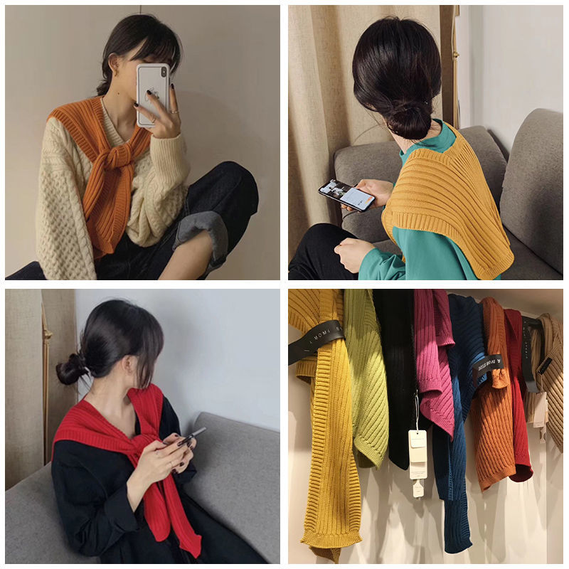 Áo Gile T-shirt Shawl Sleeveless Shoulders Korean Loose Black Top Student Casual Coat Sweater