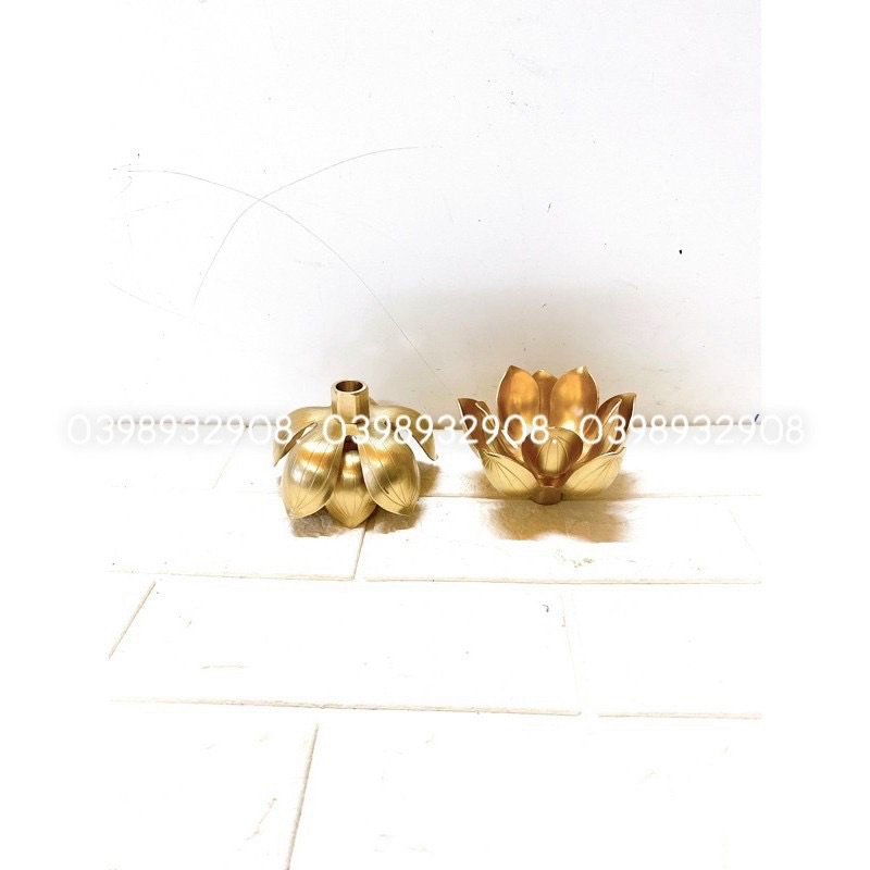 HOA SEN NẾN ĐỒNG CAO 7 x 10 cm nặng  470gr chất liệu bằng đồng