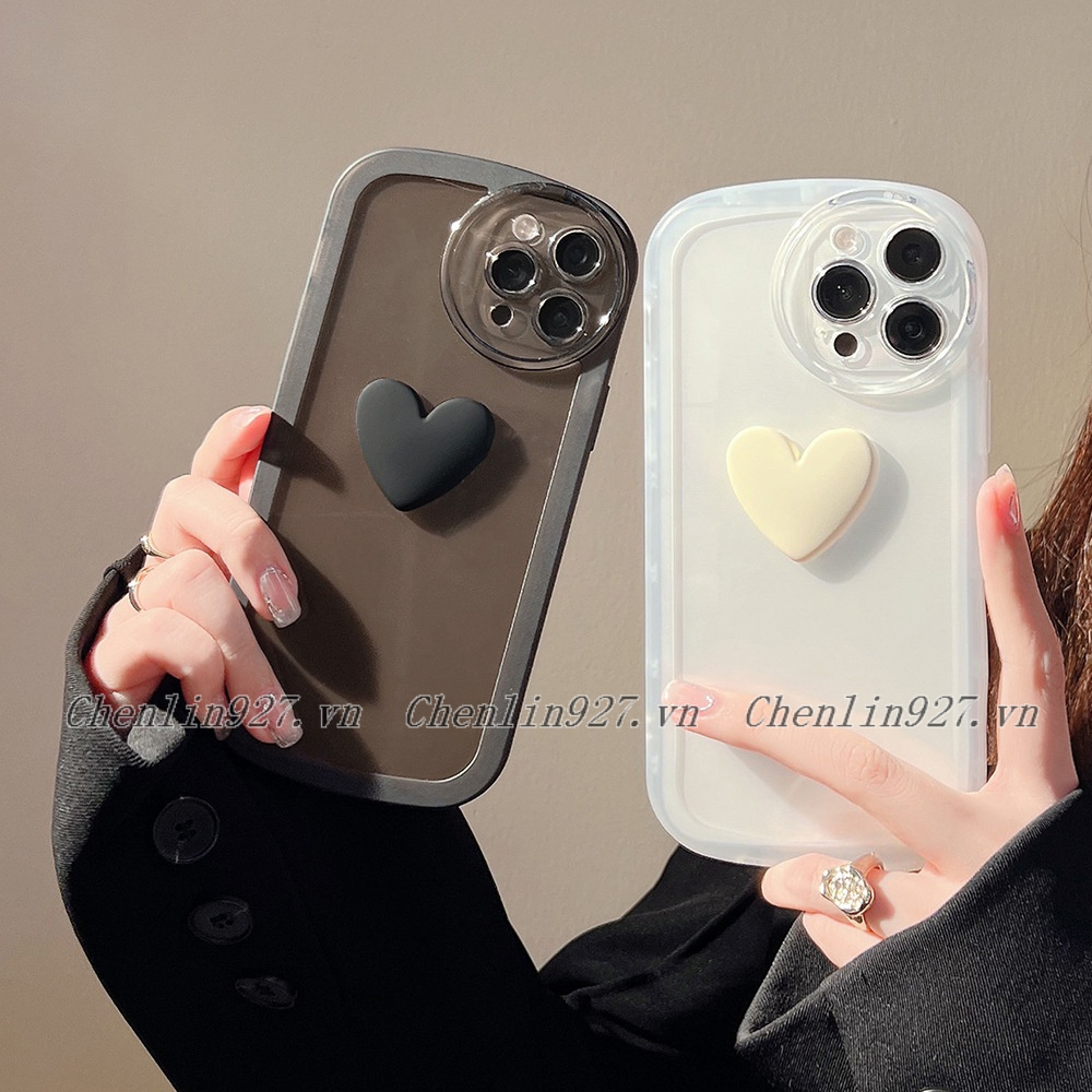 Ốp Điện Thoại Mềm Trong Suốt Chống Sốc Họa Tiết Trái Tim 3D Cho IPhone 14 13 12 11 Pro Max X XS Max XR 6 6S 7 8 Plus SE3