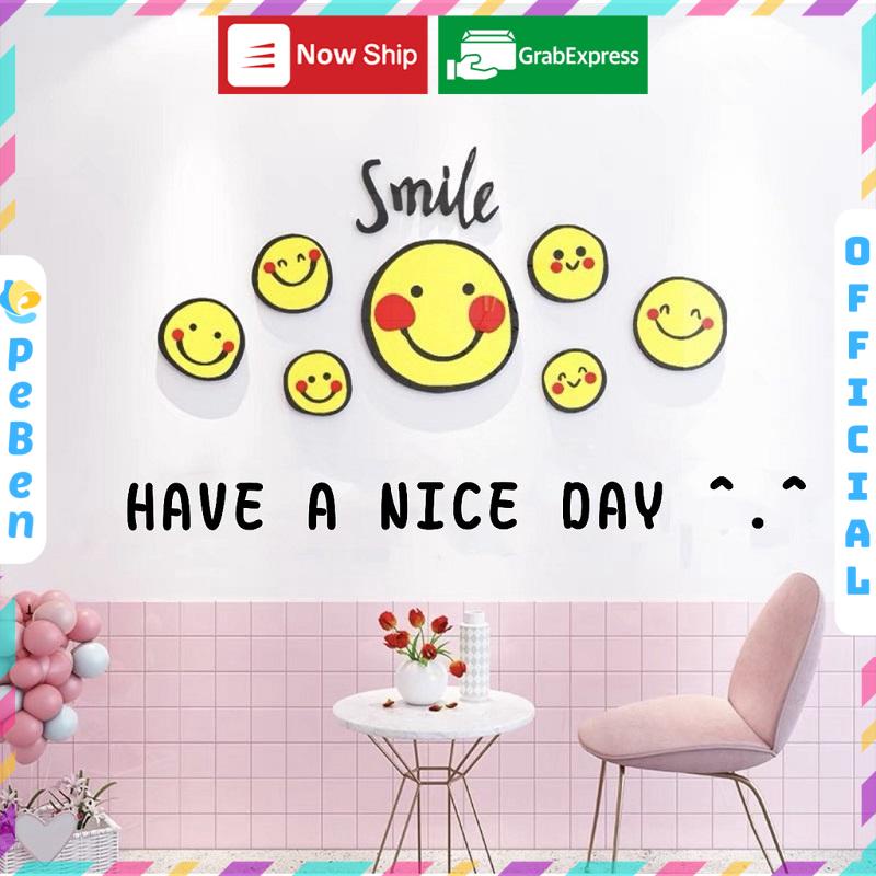 Tranh mica dán tường - hình mặt cười cảm xúc trang trí cửa hàng, quán ăn, địa điểm kinh doanh