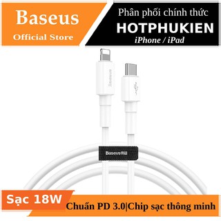 Dây cáp sạc nhanh 18W USB Type-C to Lightning hiệu Baseus Mini White cho iPhone / iPad - Hàng chính hãng