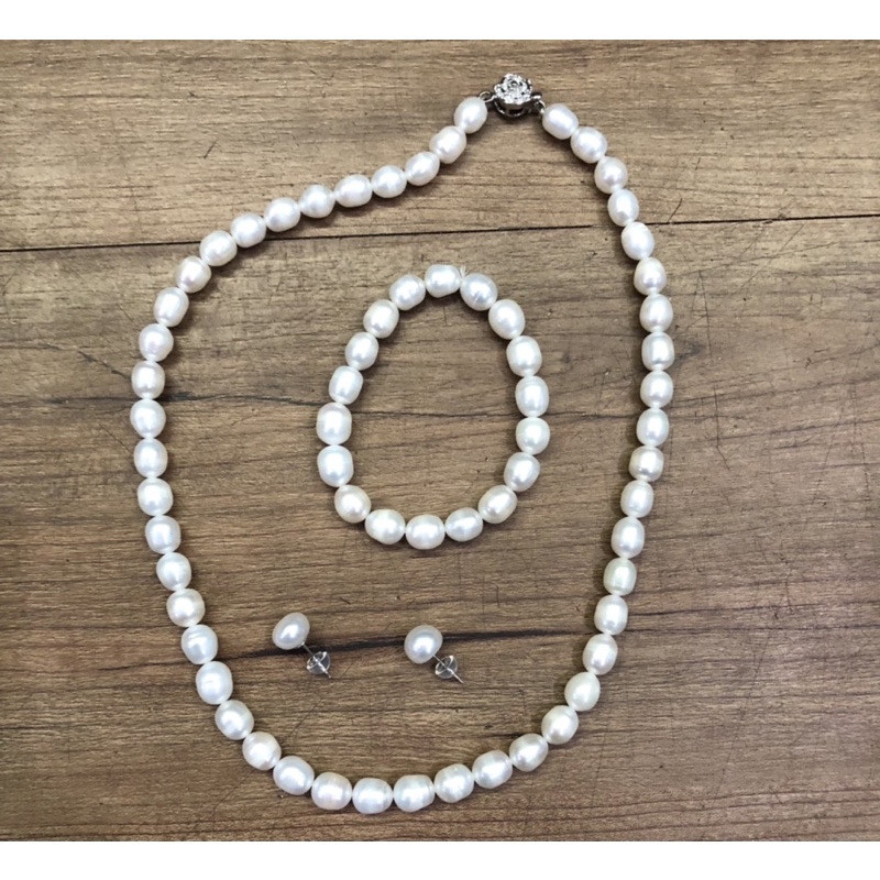 Bộ 3 món trang sức ngọc trai nhân tạo hạt gạo 8ly