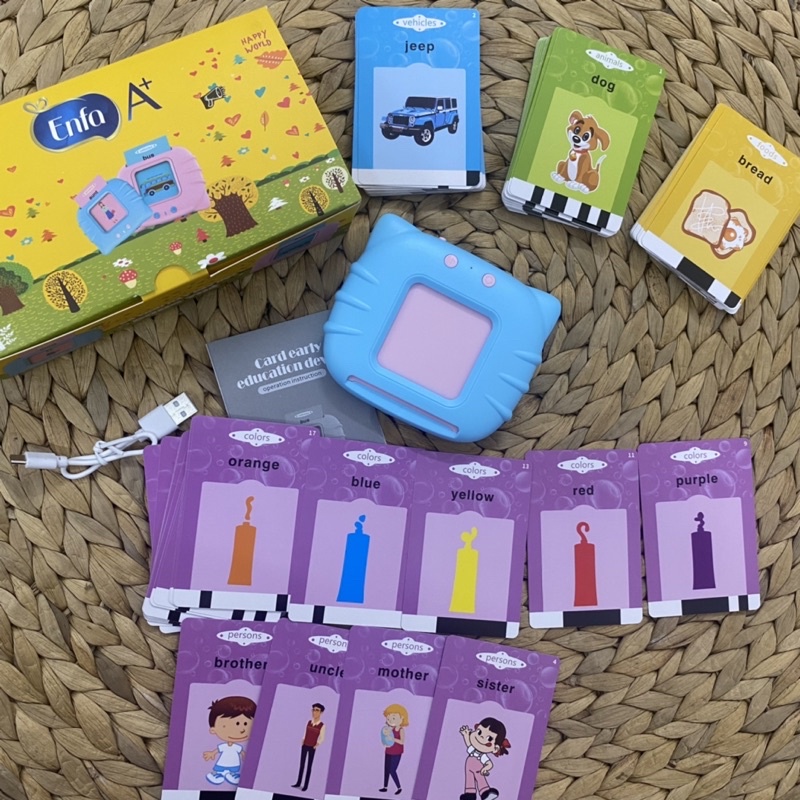 Đồ chơi máy dạy học dùng thẻ , máy đọc thẻ Tiếng Anh  màu xanh và màu hồng