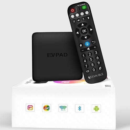 Tivi box EVPAD 6P Ram 4G + Rom 64G Android 10.0 Xem Truyền Hình Quốc Tế Miễn Phí Có Remote Hỗ Trợ Voice