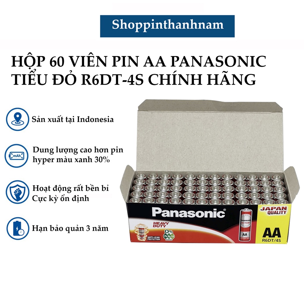 Hộp 60 viên pin AA Panasonic tiểu đỏ R6DT-4S chính hãng