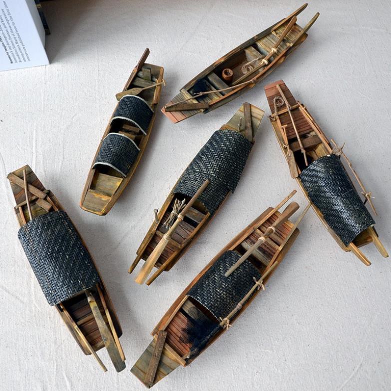 mô hình thuyền gỗ nổi trang trí bể cá, bể thủy sinh