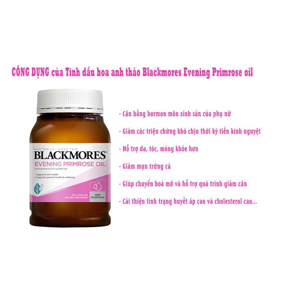 Viên Uống Tinh Dầu Hoa Anh Thảo Blackmores Evening Primrose Oil 190 Viên của Úc