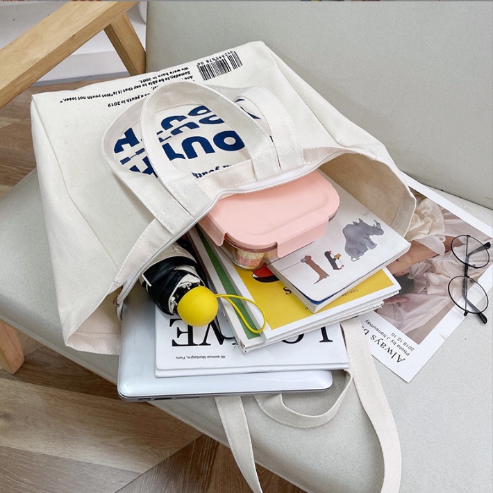 Túi tote Vải canvas Túi xách mềm Đẹp đi học đi chơi Cực Hot có khóa miệng, thời trang hàn Quốc hời trang hazin