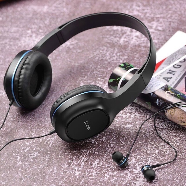 ✅CHÍNH HÃNG✅Bộ đôi tai nghe chụp tai và nhét tai có dây Hoco W24 Enlighten âm thanh cực hay-Freeship-Bảo hành 12t