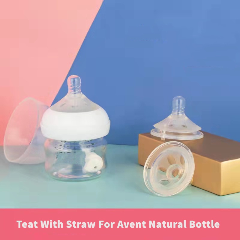 Ti giả tự nhiên có ống hút cho bé uống sữa dùng thay thế cho bình sữa Avent