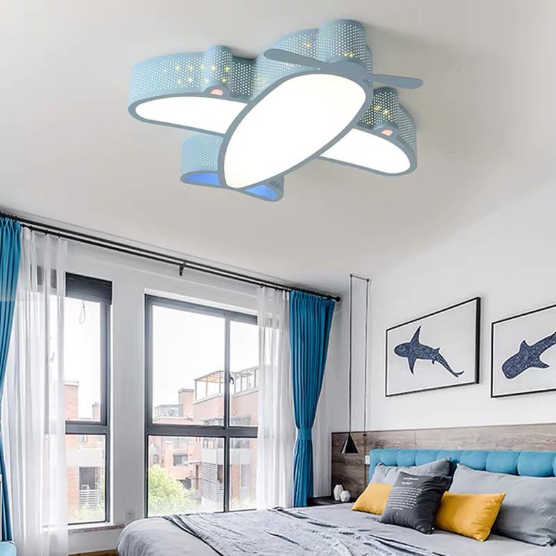 Đèn ốp trần Máy bay xanh, Đèn LED trang trí phòng ngủ cho bé, OTB06