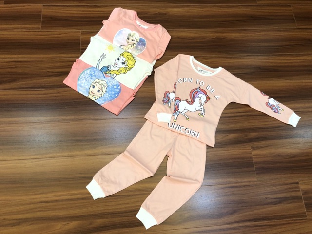 Bộ cotton dài tay bé gái