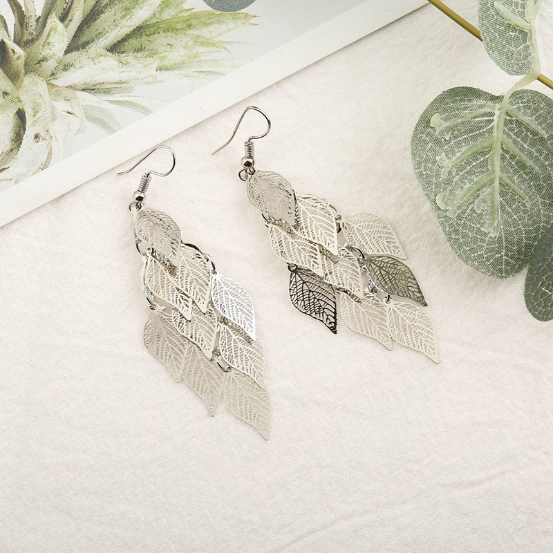 Khuyên tai dáng dài nhiều lớp phối tua rua phong cách Boho hợp thời trang