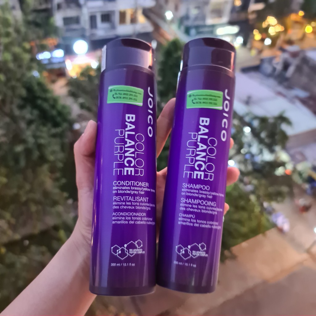 DẦU GỘI VÀ DẤU XẢ JOICO KHỬ VÀNG ÁNH SẮC TÍM CHO TÓC TẨY SÁNG BALANCE PURPLE 300ML