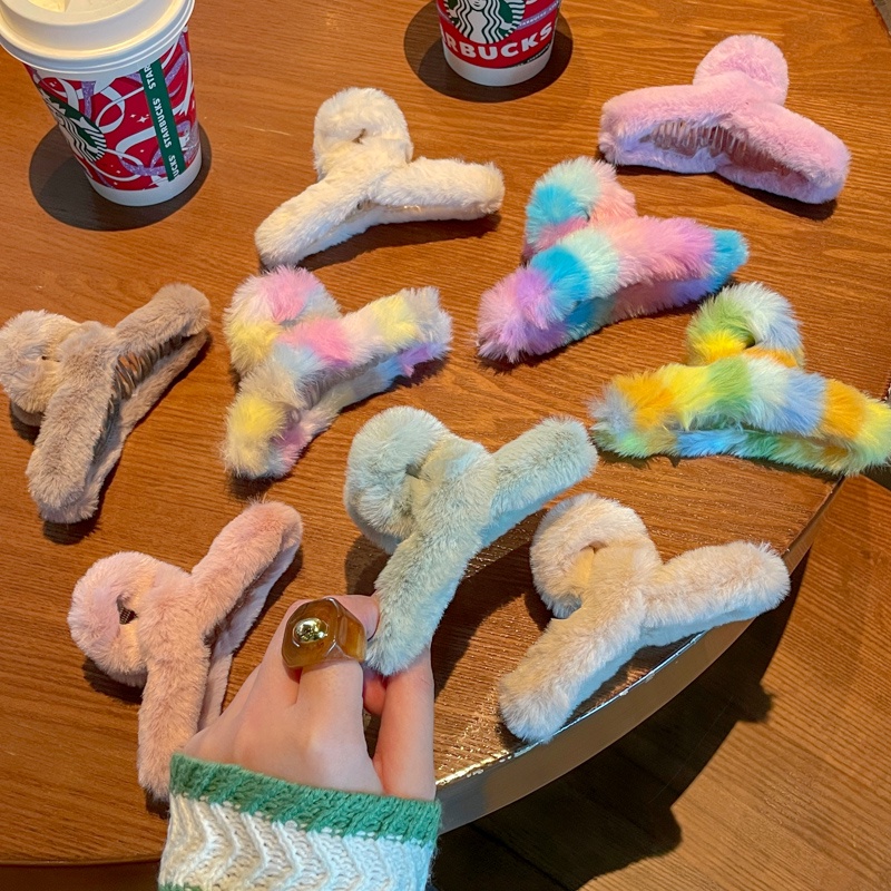 Kẹp tóc hỗ trợ rửa mặt Cỡ Lớn Màu Trơn Đơn Giản Thời Trang Hàn Quốc Cho Nữ