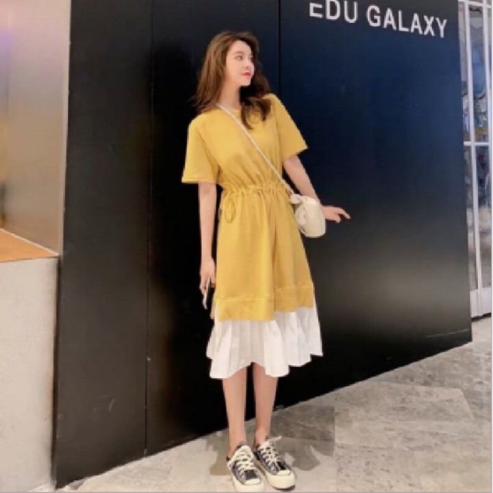 Đầm thun thắt eo phong cách Hàn Quốc