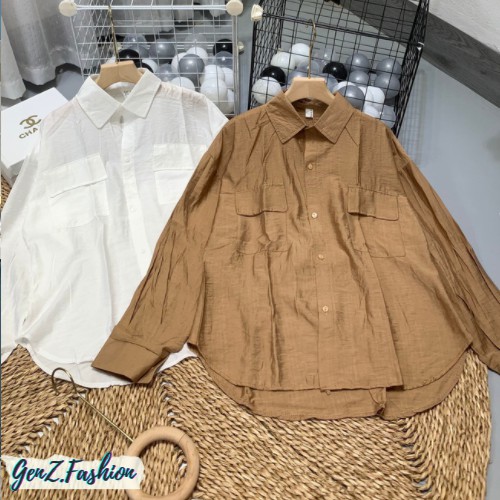 ⭕️ [CÓ HÌNH/VIDEO THẬT - HÀNG CAO CẤP] Áo Sơ Mi Đũi Nắp Túi Ngực Basic_Mã CD022_GenZ Fashion