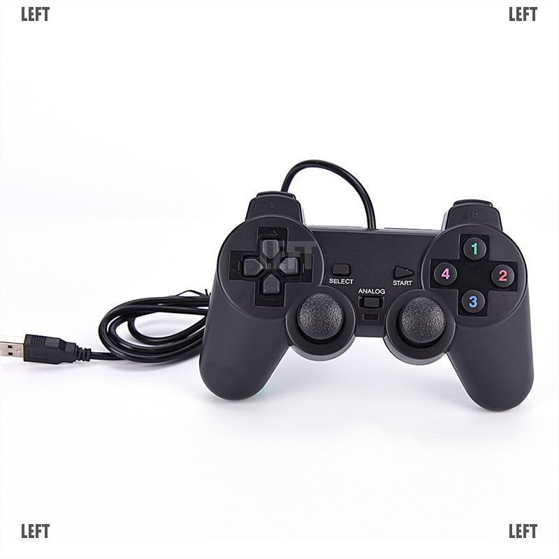LEFT Black USB Dual Shock PC Computer Wired Gamepad Game Controller Joystick