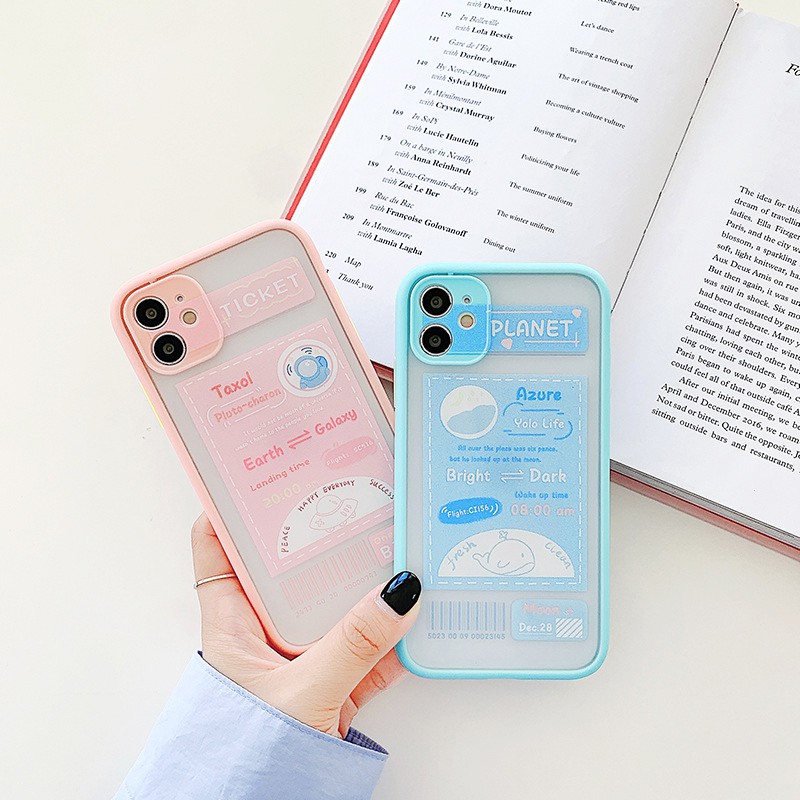 Ốp lưng iphone Tickeet & Planet nhám viền nổi cong 5/5s/6/6plus/6s/6splus/7/7plus/8/8plus/x/xs/11/12/pro/max/plus/promax | BigBuy360 - bigbuy360.vn