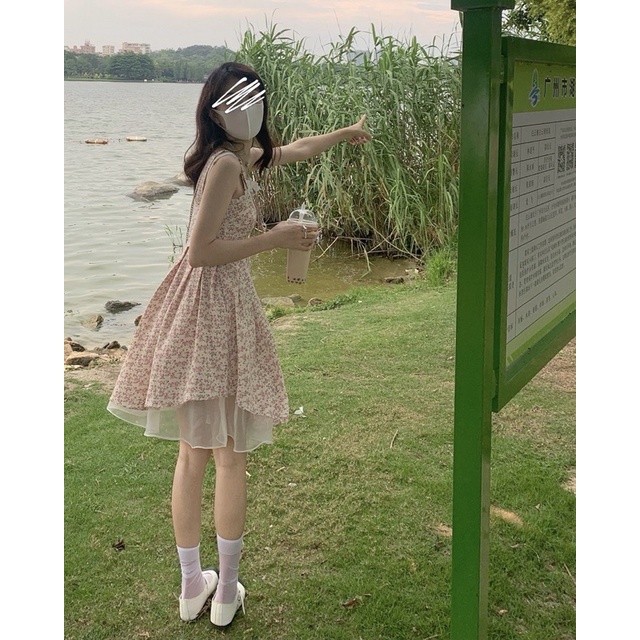 Váy Hoa Nhí Hai Dây Bèo Nhún