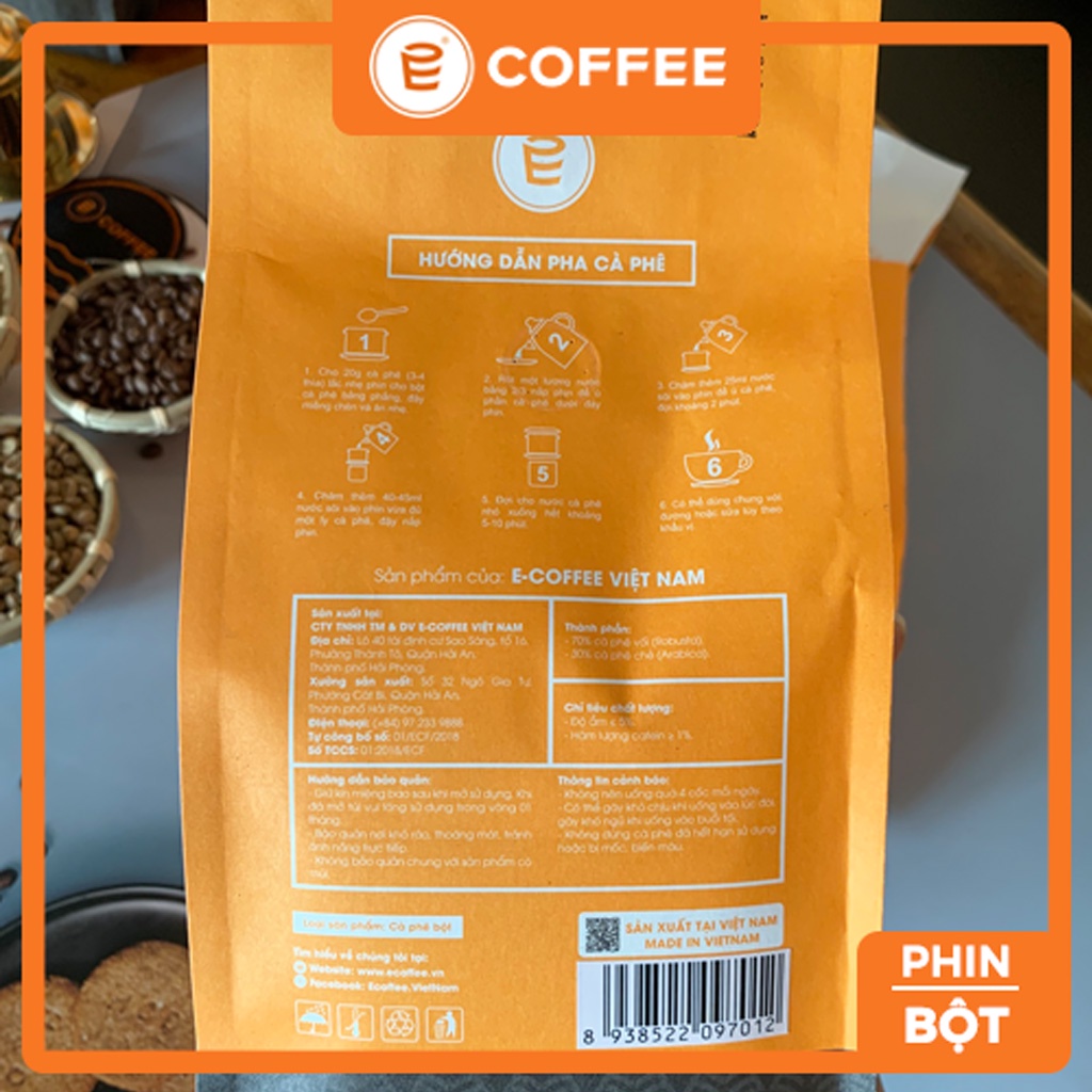 Cà phê cafe pha phin E COFFEE 500G, sản phẩm cafe nguyên chất pha phin truyền thống từ cafe Robusta và Arabica rang mộc | BigBuy360 - bigbuy360.vn