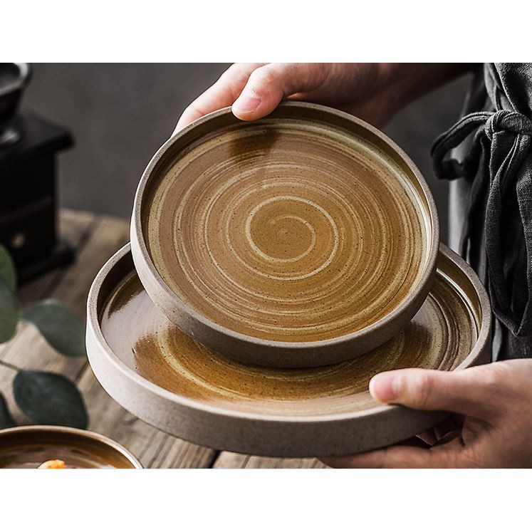 [CÓ SẴN] Bộ bát đĩa gốm phong cách retro Nhật màu cafe sữa