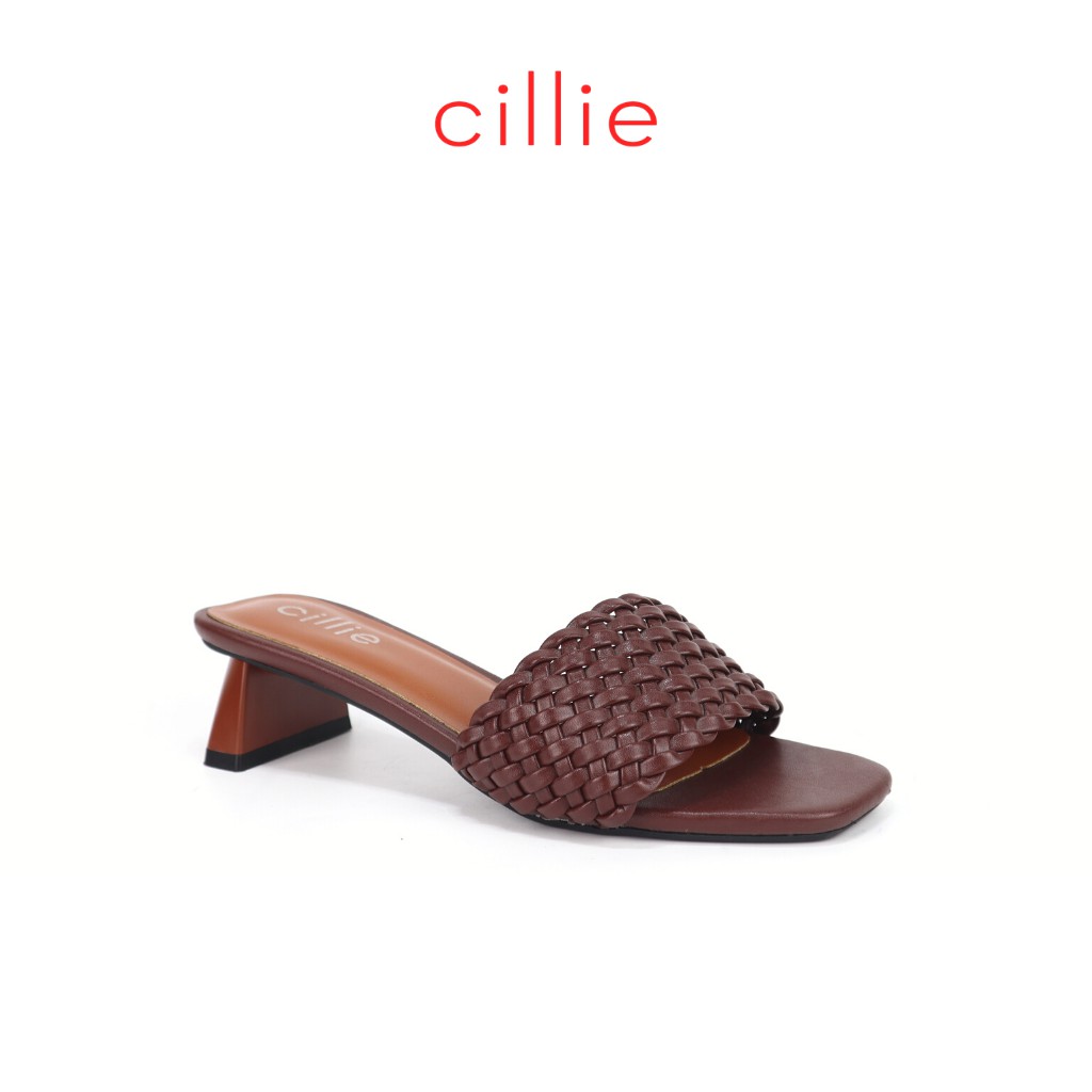 Guốc nữ quai ngang cao cấp quai đan bím hot trend gót độc lạ cao 5cm mang đi làm đi chơi Cillie 1177