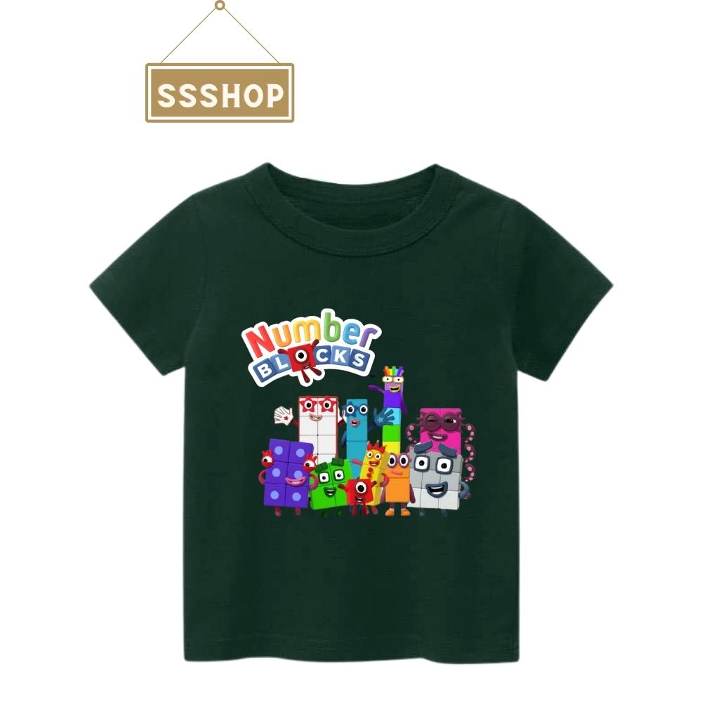 Áo thun cho bé trai bé gái in hình hoạt hình Number Blocks, Chất liệu vải cotton mềm mịn hình in không bong tróc SSSHOP