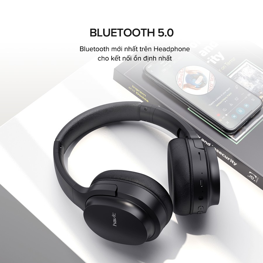 Tai Nghe Bluetooth Headphone HAVIT i62, Driver 40mm, BT 5.3, Nghe Đến 20H, Gập Gọn 90 - Chính Hãng BH 12 Tháng Dizigear