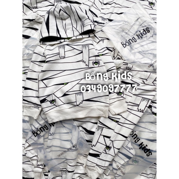 Bộ Nỉ Hoodie Bé Trai Nhện Giăng Tơ Halloween(bán lẻ áo lẻ quần)