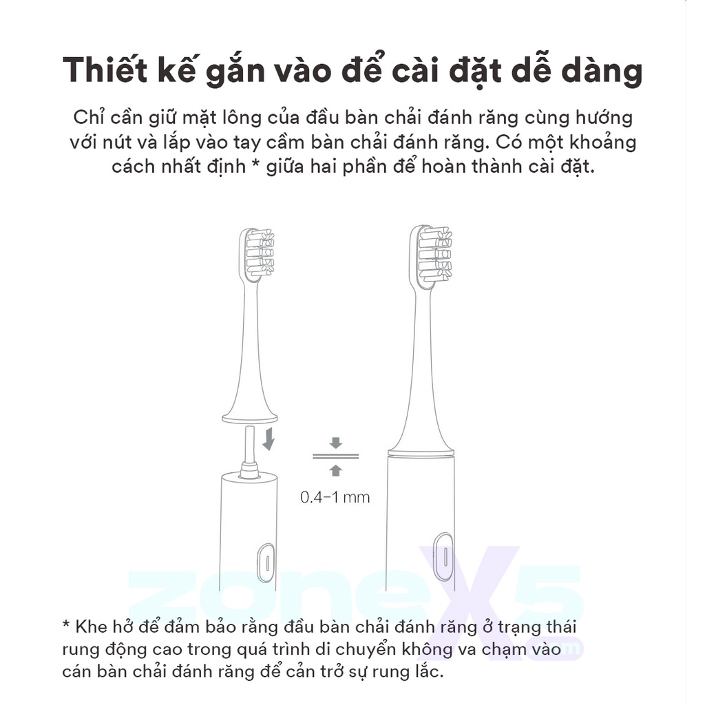 Đầu bàn chải thay thế cho bàn chải điện Xiaomi Mijia T100, T200, T300, T500, T700