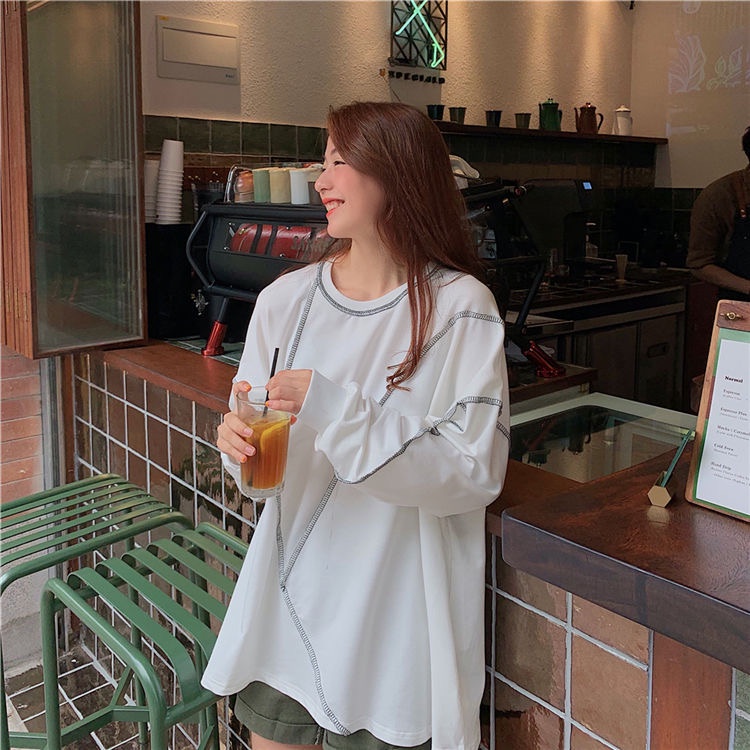 Áo Thun Dài Tay Dáng Rộng Phong Cách Hàn Quốc Size M-2XL