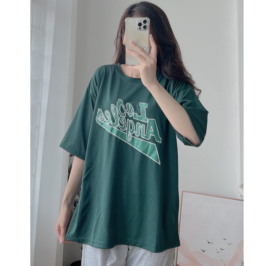 Set Kẻ Caro Xanh Los Angeles PEONYB Nữ [FREESHIP]  Bộ đồ quần culottes da cá kèm áo thun form rộng tay lỡ Ulzzang