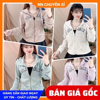 Áo khoác thun gân tăm chất vải mềm mịn co giãn thoải mái thêu chữ dễ thương Áo khoác nữ MT1981