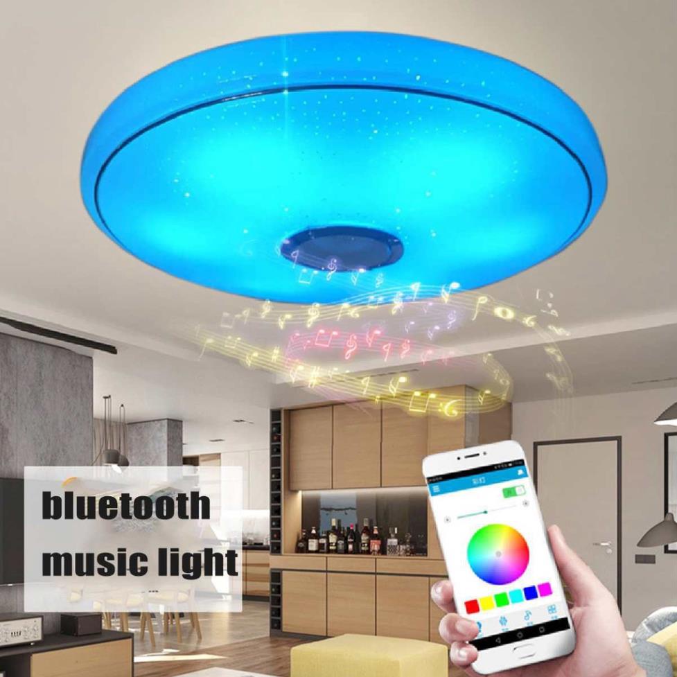 Đèn led ốp trần nhiều màu sắc thông minh kiêm loa nghe nhạc bluetooth có điều khiển qua smartphone công suất 36w