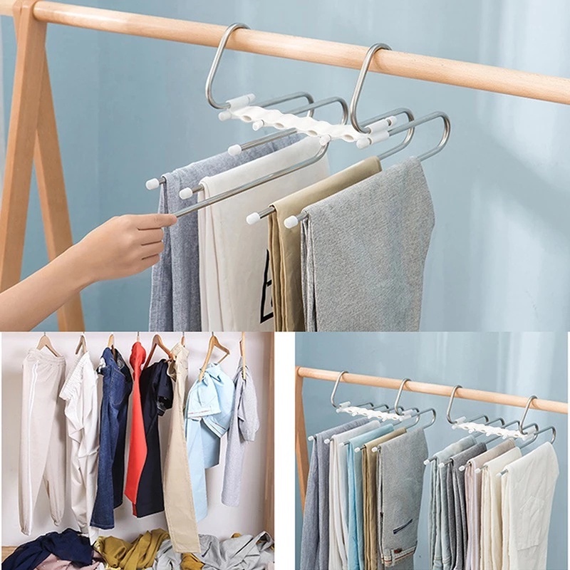 Móc Treo Quần Áo / Quần Áo Đa Năng 5 Trong 1 Bằng Thép Không Gỉ